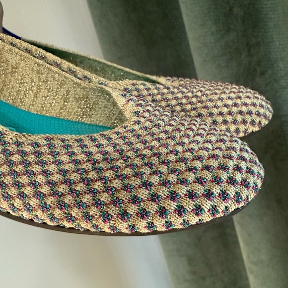 Rothy's Metallic Jewel Box Round Toe Ballet Flat - Tan/Pink/Teal - Size 7 *Rare* - Picture 7 of 9